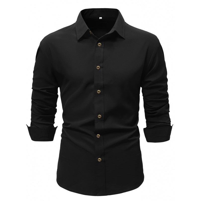 Camisa de Negocios Manga Larga Color Sólido Ideal para Primavera y Otoño
