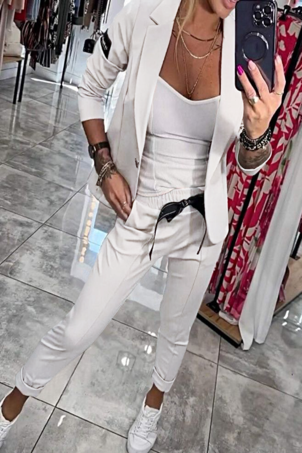 Conjunto de Dos Piezas con Blazer Ligero y Pantalones Elásticos | Ideal para Primavera y Otoño