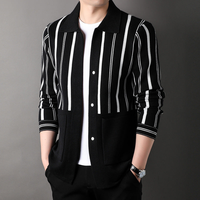 Cárdigan holgado de punto para hombre con mangas largas, ideal para otoño