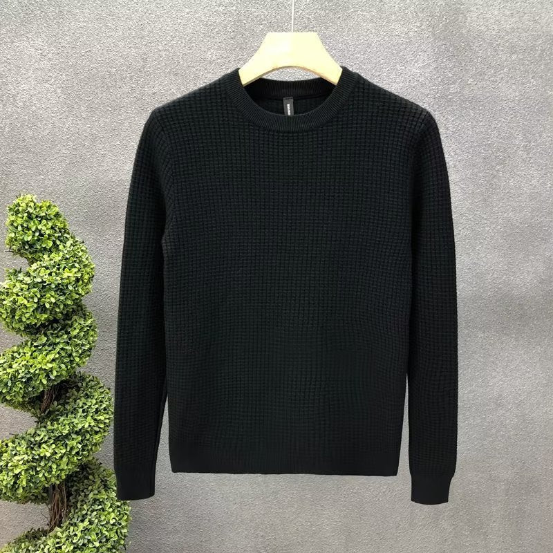 Suéter de Punto Holgado para Hombre con Cuello Redondo, Ideal para Otoño
