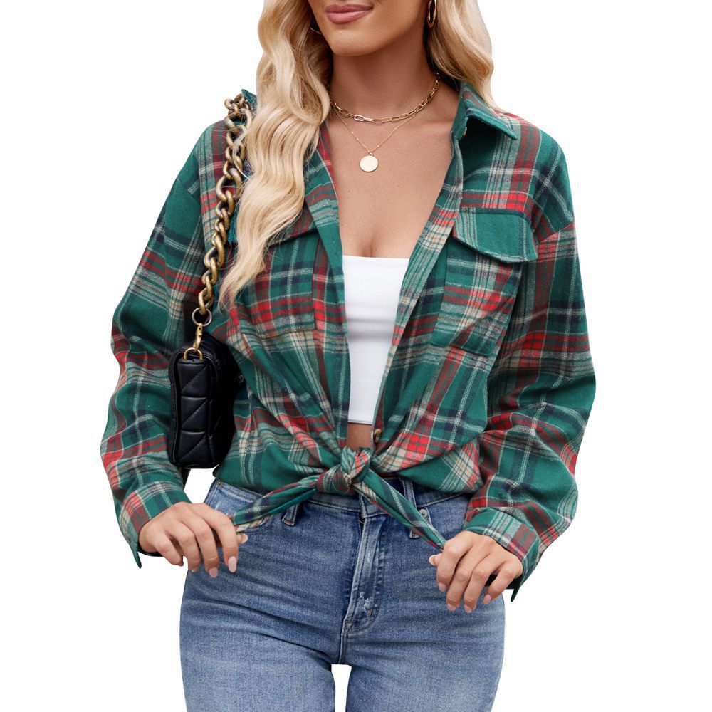 Camisa Holgada de Cuadros con Botones y Bolsillos | Ideal para Primavera y Otoño