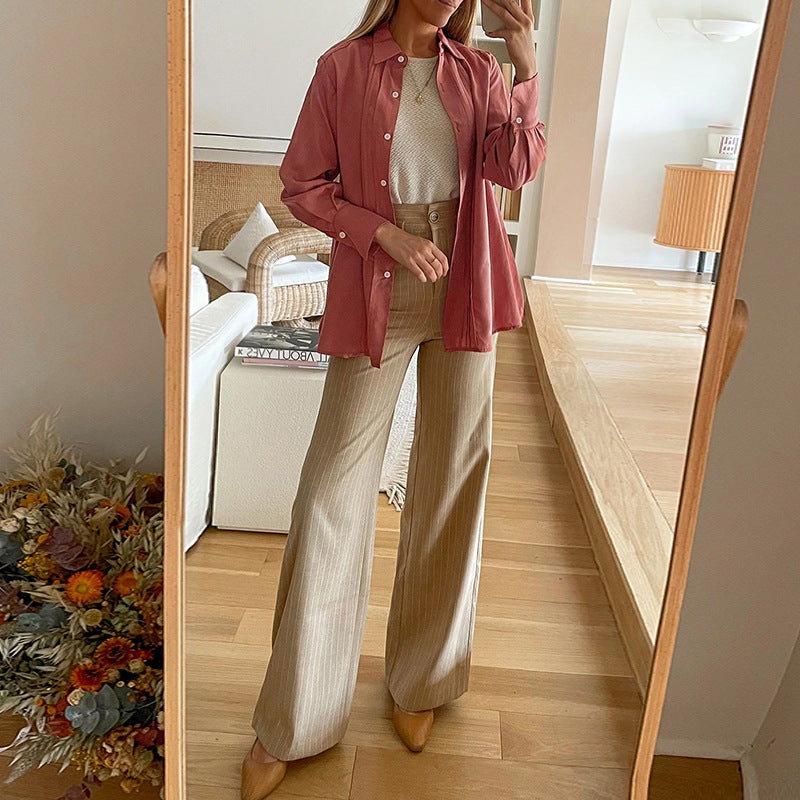 Cardigán Camisa de Manga Larga con Solapas y Abotonado Simple | Ideal para Primavera y Otoño