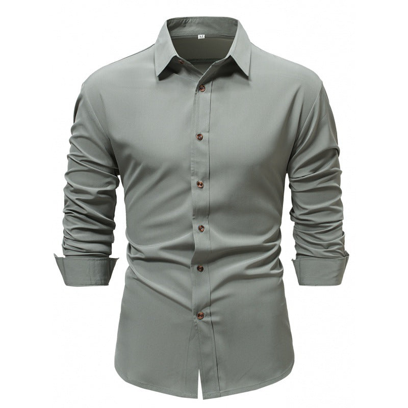 Camisa de Negocios Manga Larga Color Sólido Ideal para Primavera y Otoño