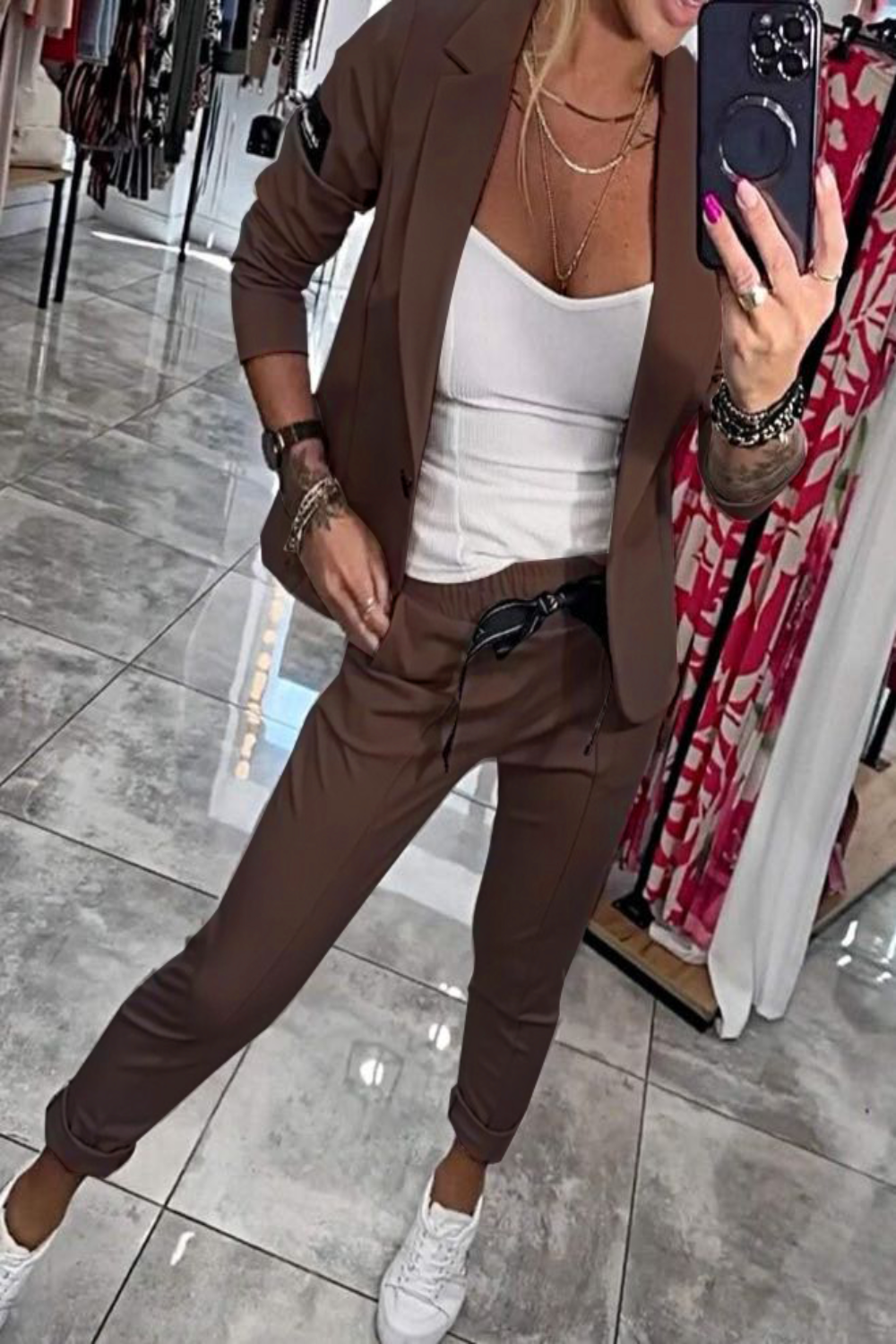Conjunto de Dos Piezas con Blazer Ligero y Pantalones Elásticos | Ideal para Primavera y Otoño
