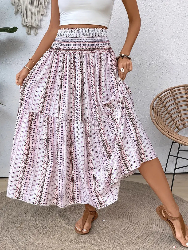 Falda A-Line de Chifón con Estampado Floral | Ideal para el Verano