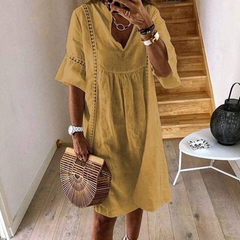 Vestido Boho Suelto con Detalles de Encaje | Ideal para el Verano