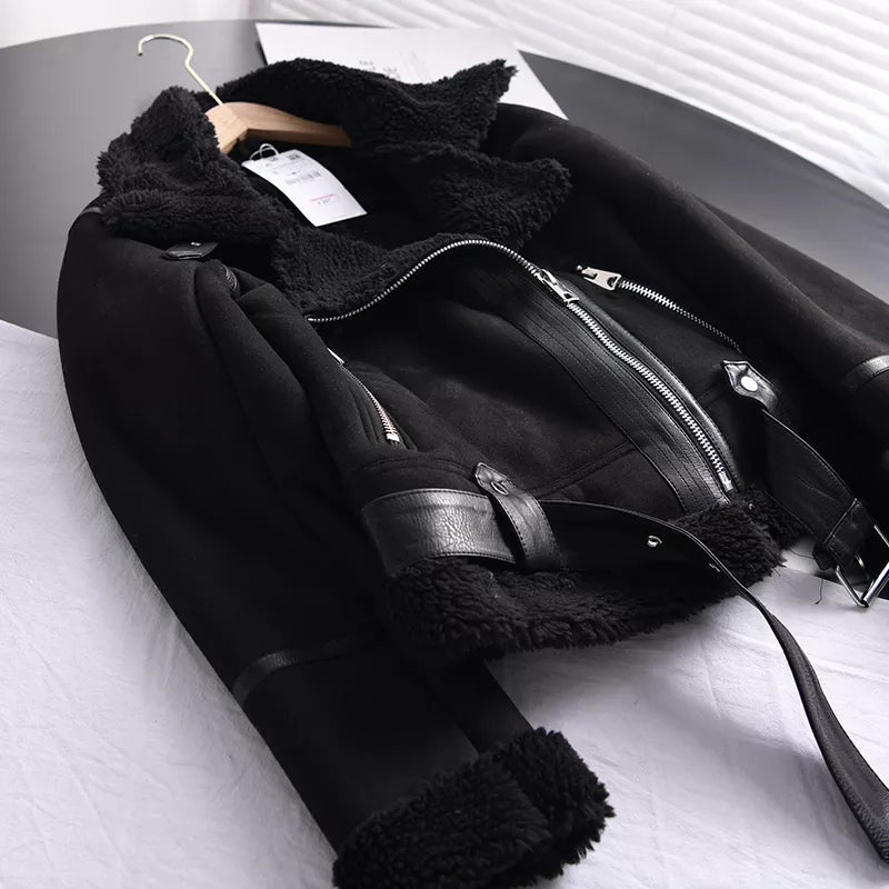 Abrigo de invierno cálido para mujer con efecto ante y forro suave I Ideal para el invierno