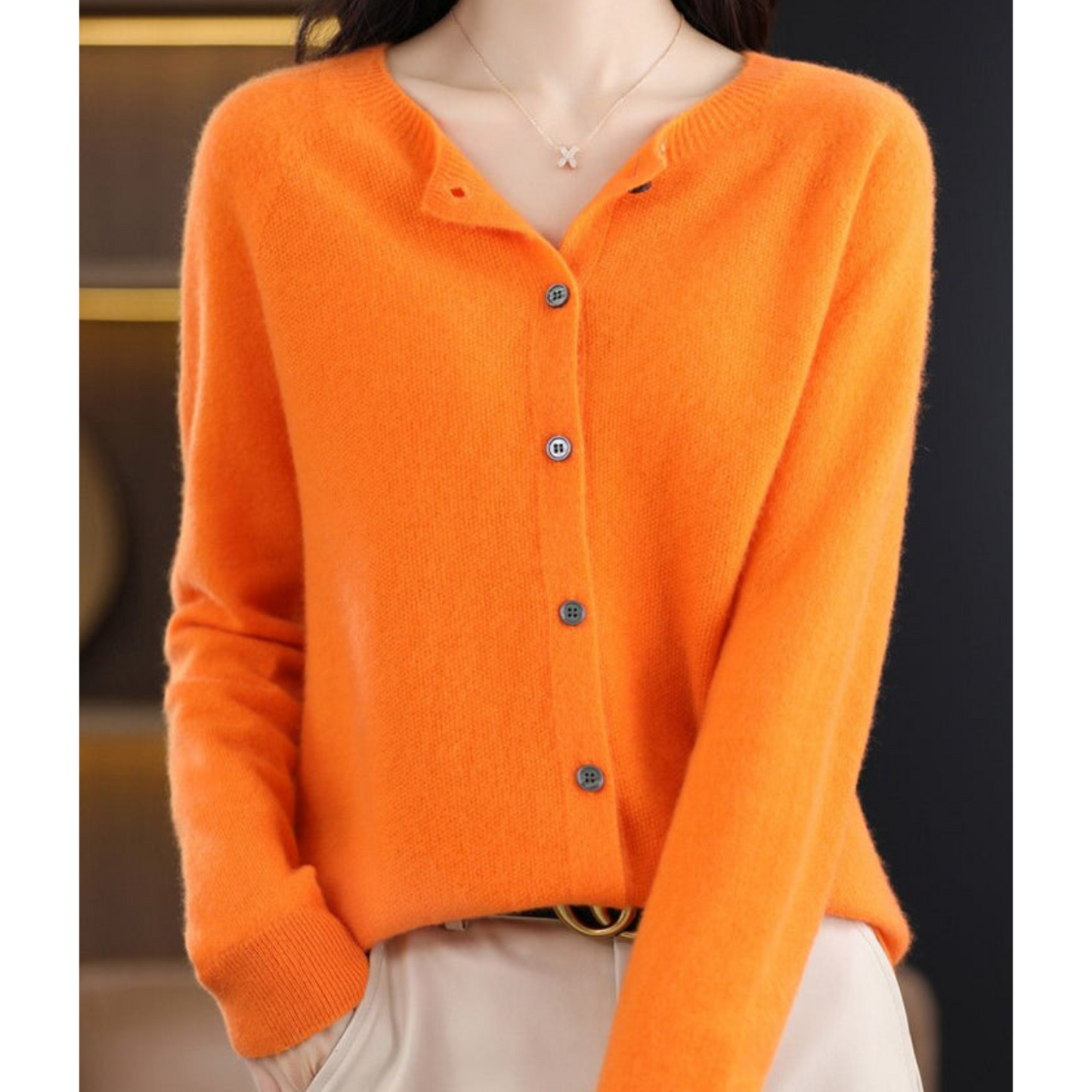 Cárdigan de punto suave con cuello redondo I Ideal para otoño e invierno