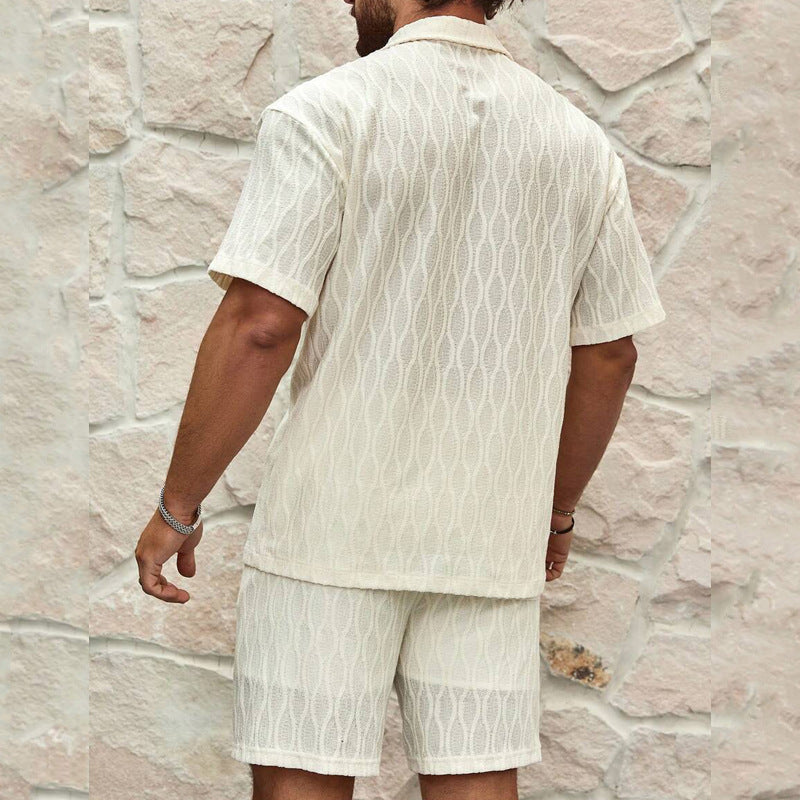 Conjunto Casual de Verano para Hombre - Camisa de Manga Corta y Shorts a Juego