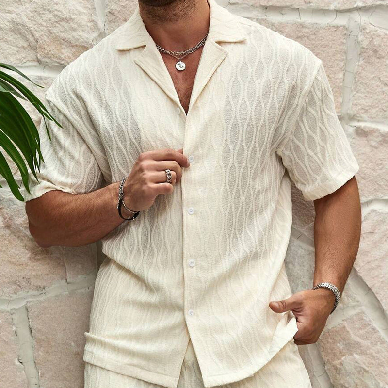 Conjunto Casual de Verano para Hombre - Camisa de Manga Corta y Shorts a Juego