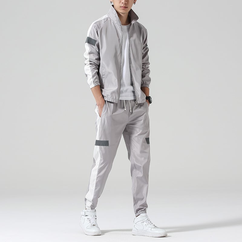 Conjunto deportivo de primavera para hombre de dos piezas con cuello de béisbol – Ideal para primavera