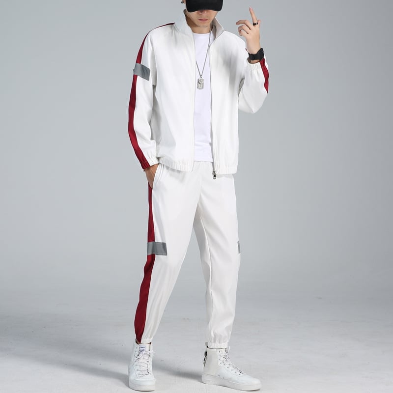 Conjunto deportivo de primavera para hombre de dos piezas con cuello de béisbol – Ideal para primavera