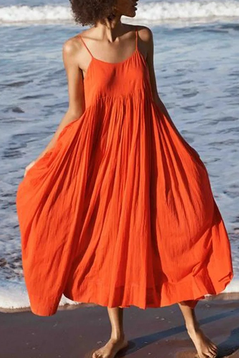 Vestido de Patchwork Multinivel hasta la Pantorrilla con Tirantes Finos | Ideal para el Verano