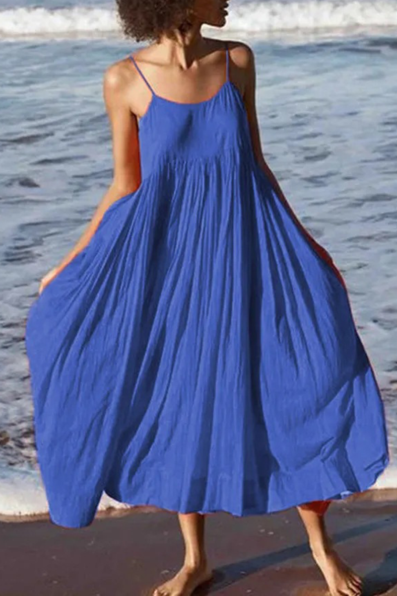 Vestido de Patchwork Multinivel hasta la Pantorrilla con Tirantes Finos | Ideal para el Verano