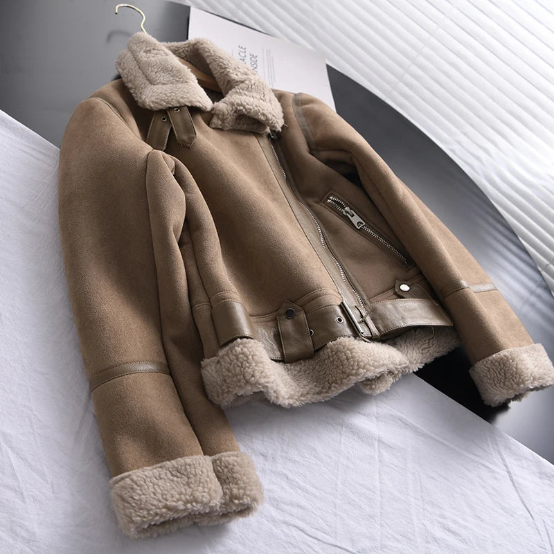 Abrigo de invierno cálido para mujer con efecto ante y forro suave I Ideal para el invierno