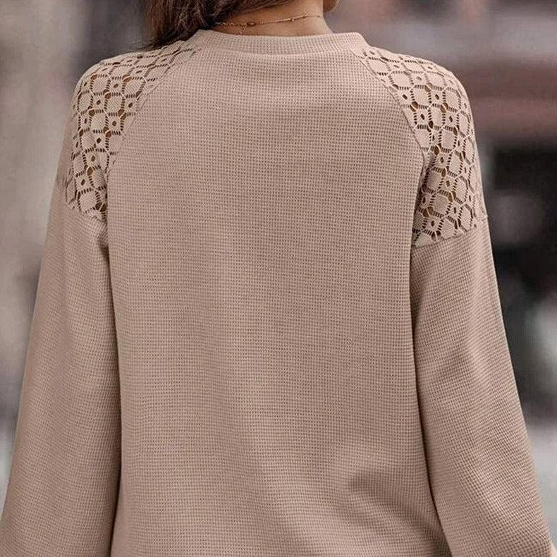 Suéter con Detalles de Encaje y Mangas Largas | Ideal para Otoño