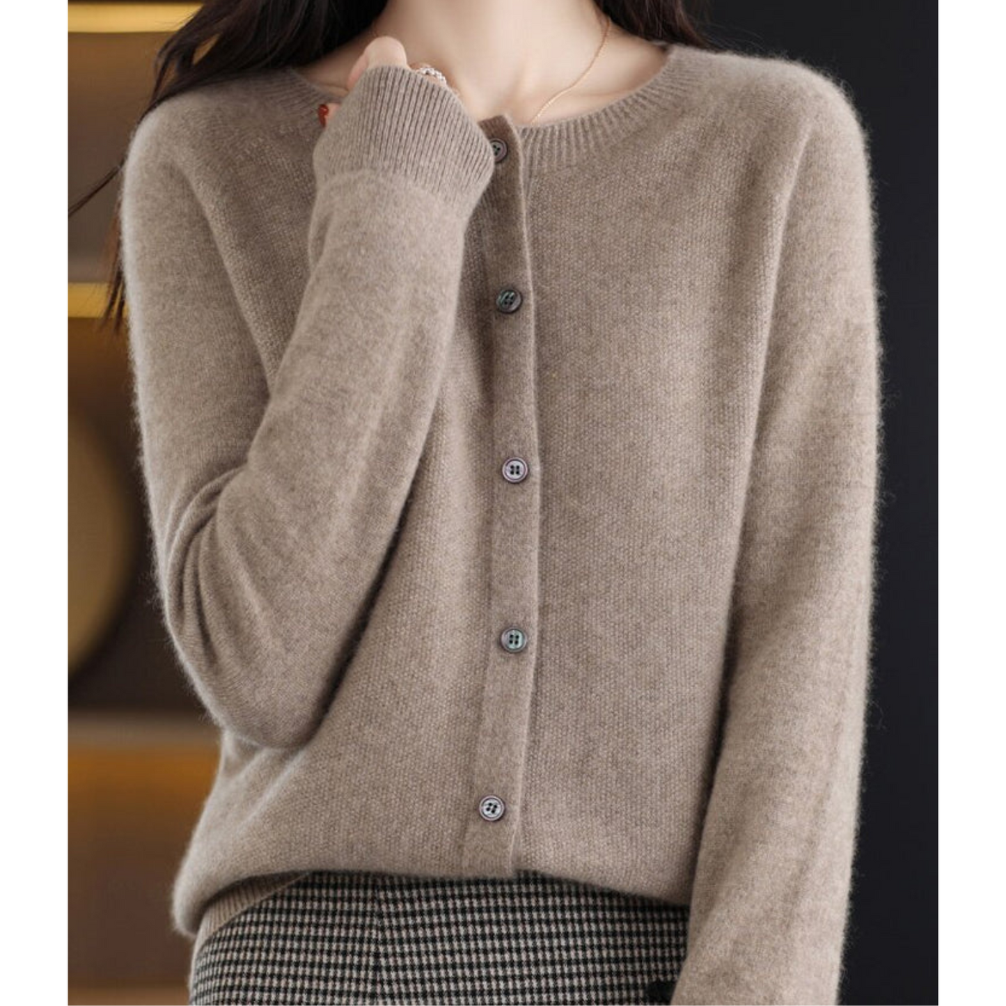 Cárdigan de punto suave con cuello redondo I Ideal para otoño e invierno