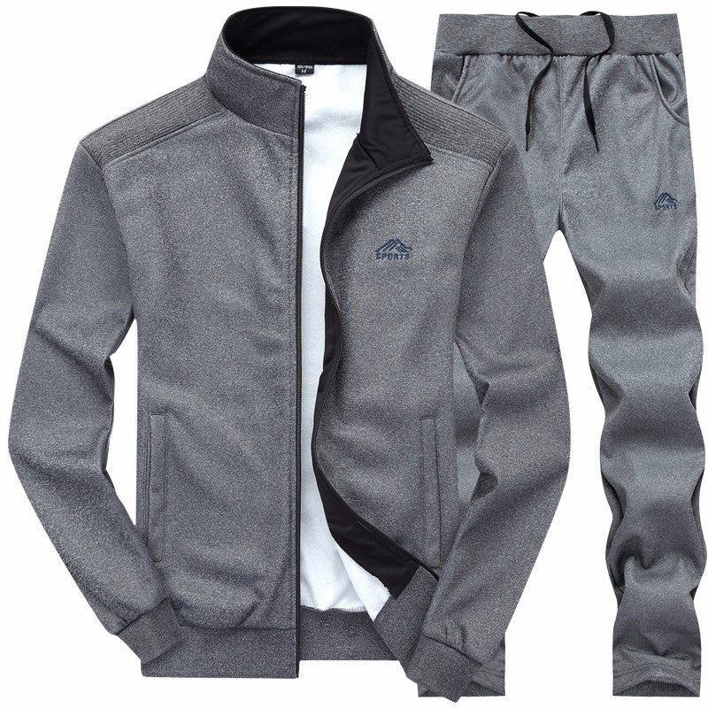 Conjunto de Dos Piezas para Hombre con Cuello Alto Bordado y Mangas Largas | Ideal para Primavera y Otoño