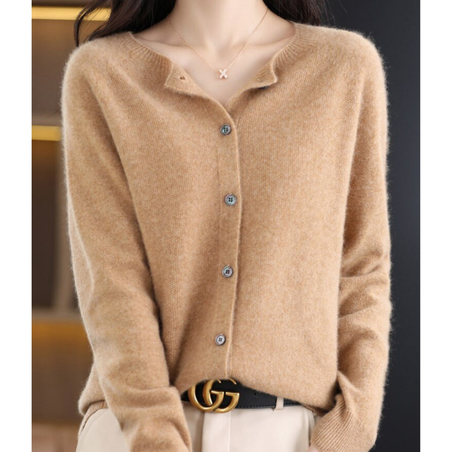 Cárdigan de punto suave con cuello redondo I Ideal para otoño e invierno