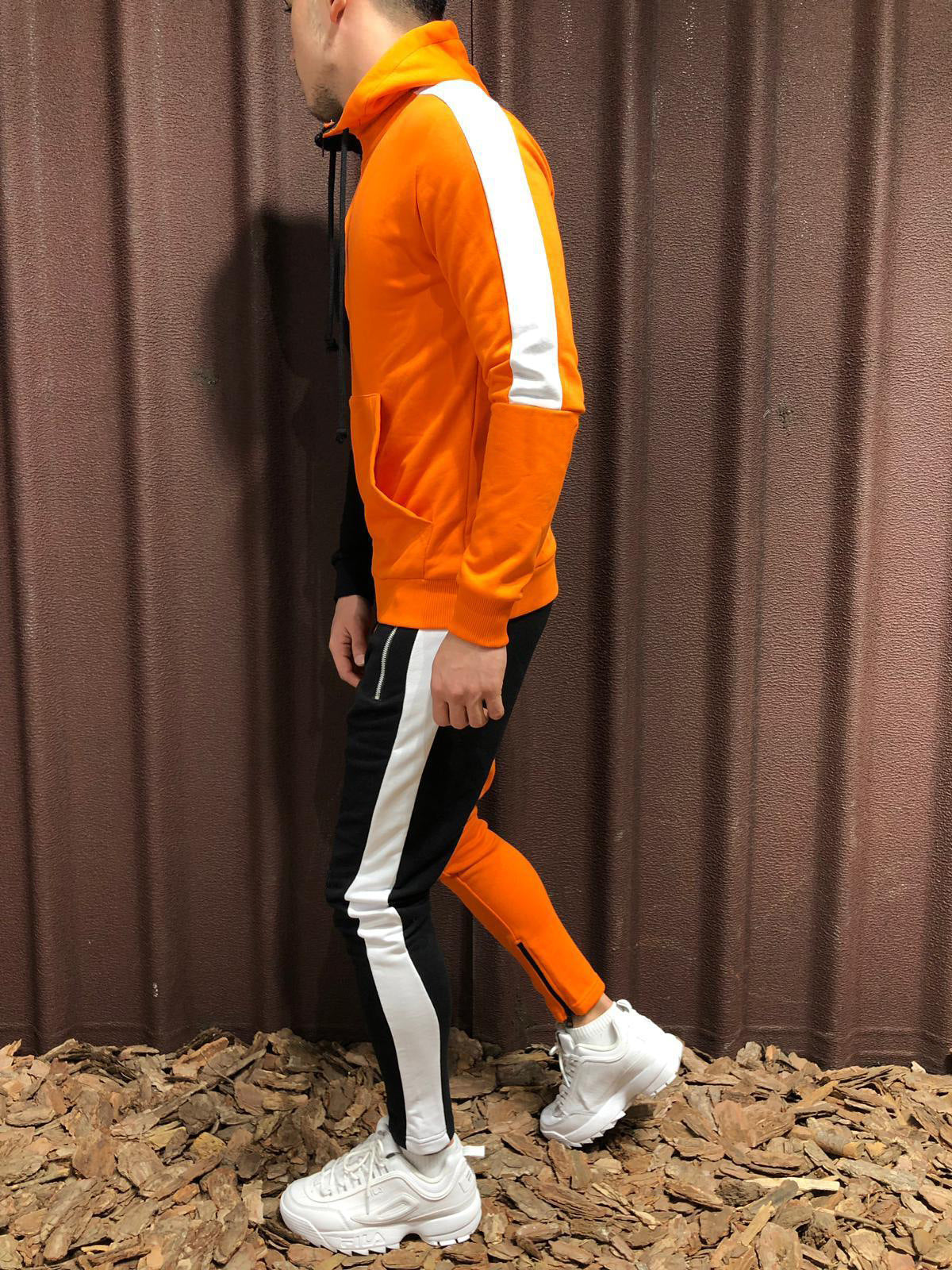 Conjunto de Chaqueta con Capucha y Pantalón en Contraste – Ideal para Todas las Temporadas