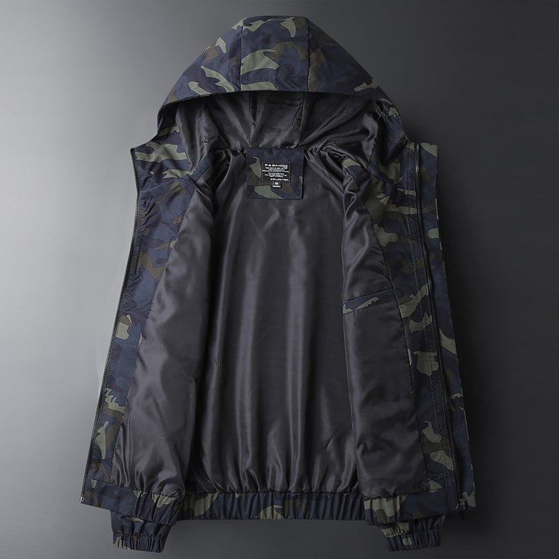 Chaqueta Militar con Capucha y Bolsillos Laterales para Hombre | Ideal para Otoño