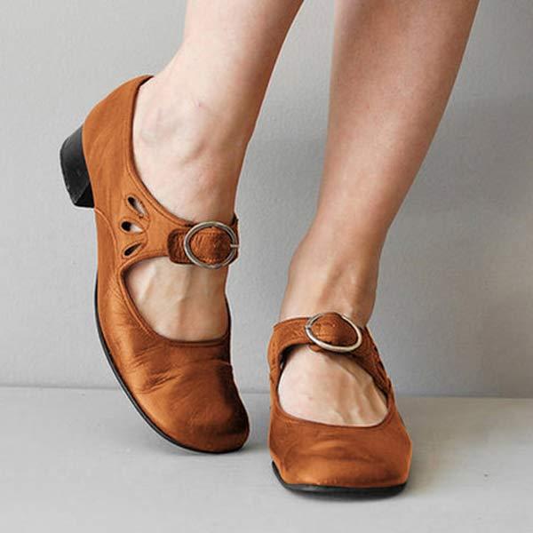 Sandalias de cuña de cuero con hebilla ajustable I Ideales para el verano
