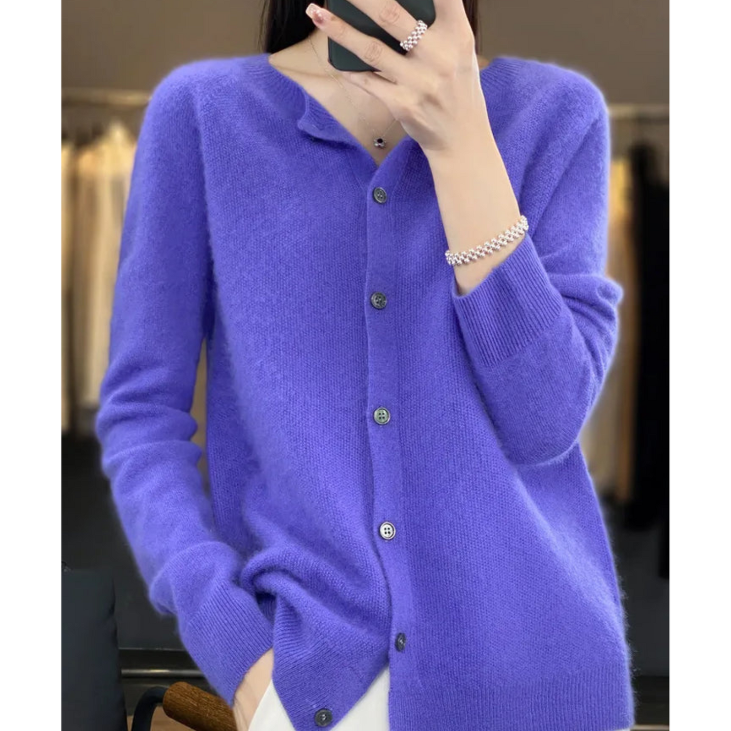 Cárdigan de punto suave con cuello redondo I Ideal para otoño e invierno