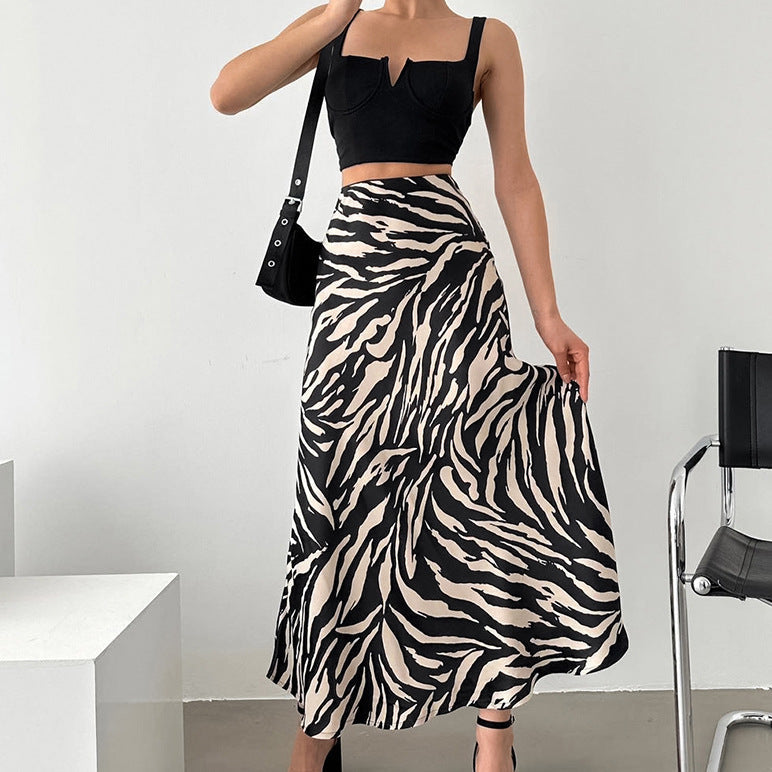 Falda A-Line de Cintura Alta con Estampado de Cebra | Ideal para Primavera y Verano