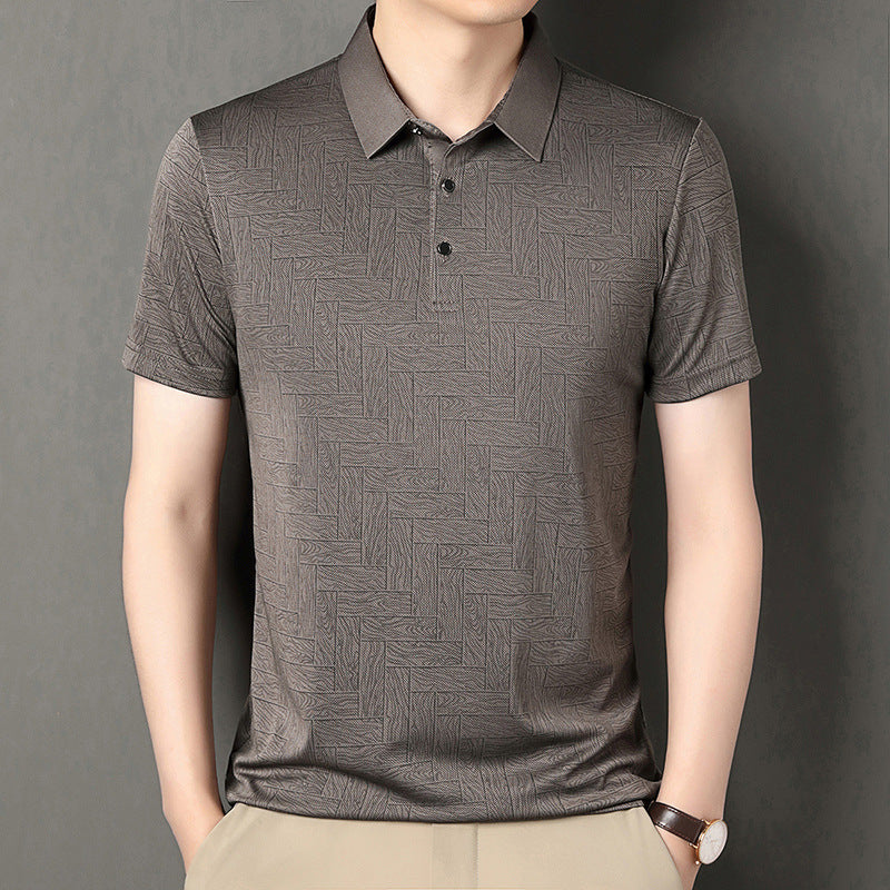 Camisa de Manga Corta en Seda Helada Estampada – Ideal para el Verano