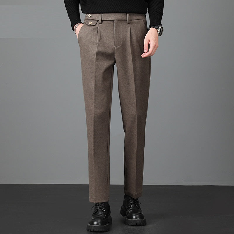 Pantalones de Mezcla de Lana con Elasticidad para Hombre – Ideales para Otoño