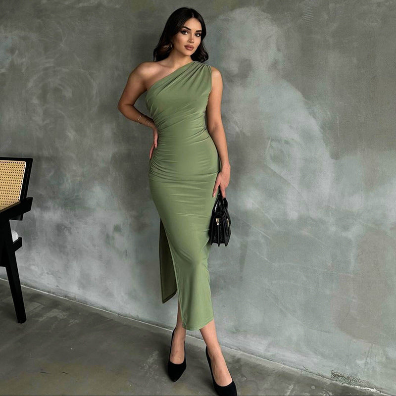 Vestido Plisado con Una Manga | Ideal para Primavera y Verano