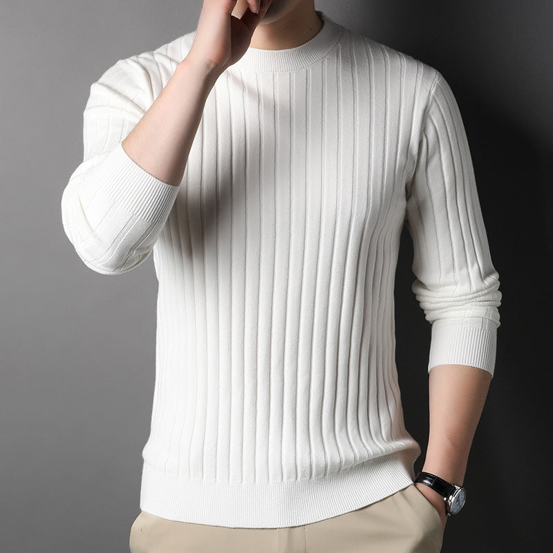 Suéter de Punto de Cuello Redondo Ajustado para Hombre, Ideal para Otoño