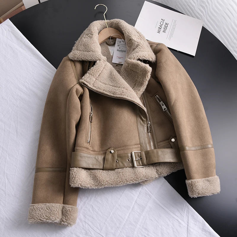 Abrigo de invierno cálido para mujer con efecto ante y forro suave I Ideal para el invierno
