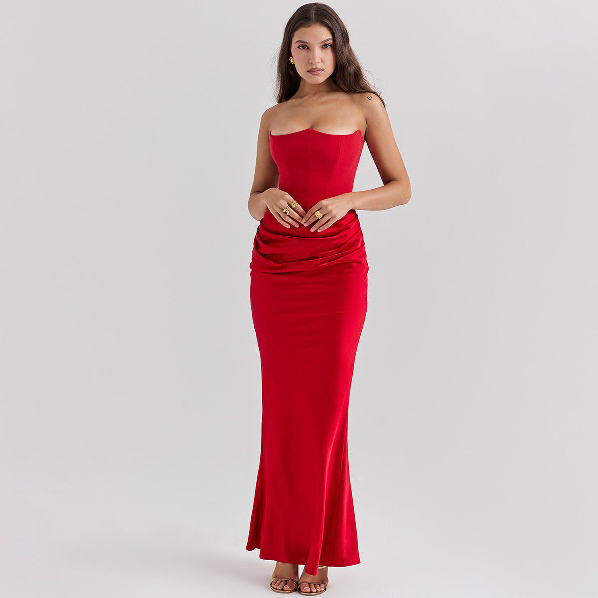 Vestido de Noche Largo sin Tirantes y Espalda Descubierta I Ideal para Primavera y Verano