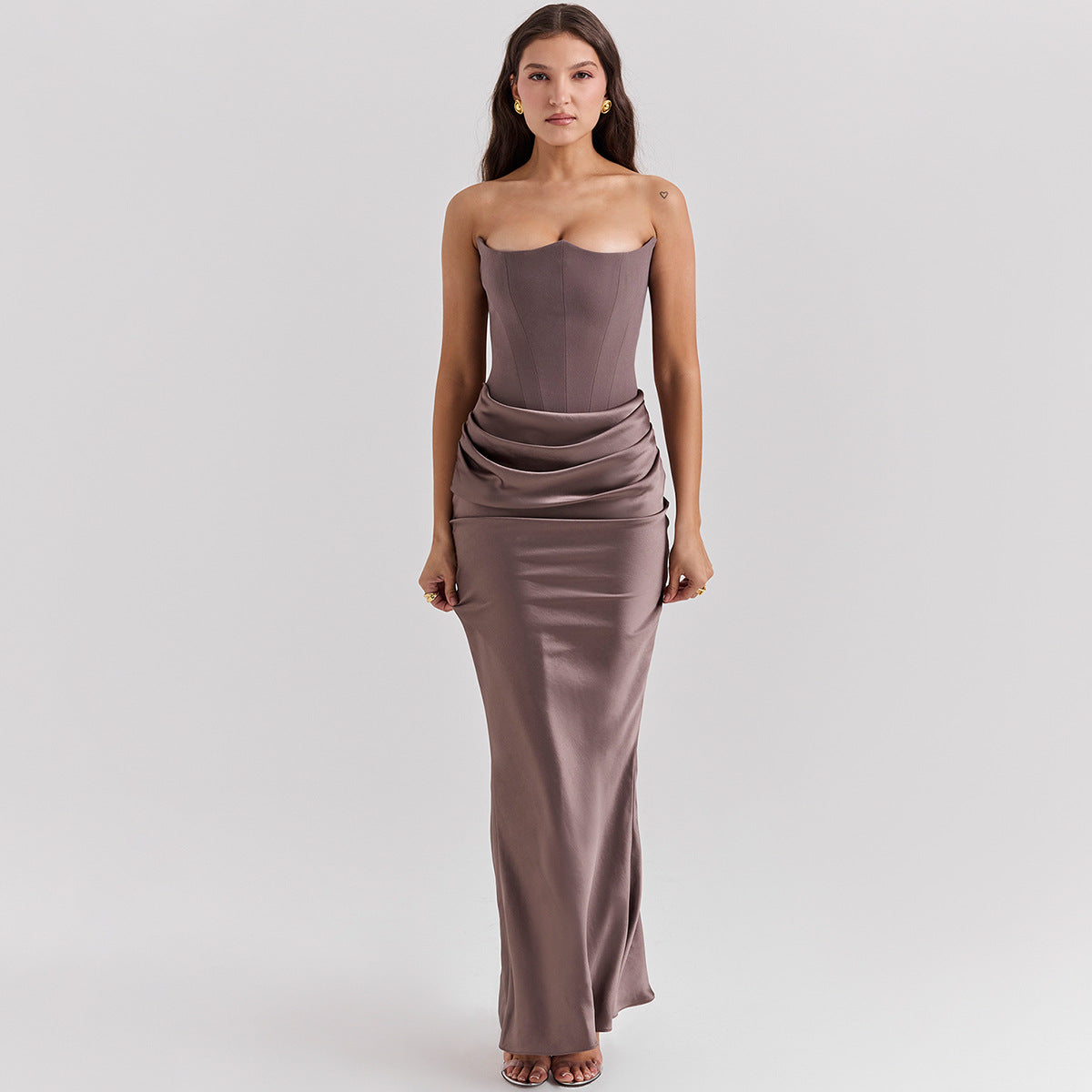 Vestido de Noche Largo sin Tirantes y Espalda Descubierta I Ideal para Primavera y Verano