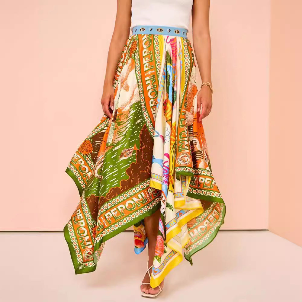 Falda Midi Asimétrica con Estampado Floral | Ideal para Primavera y Verano