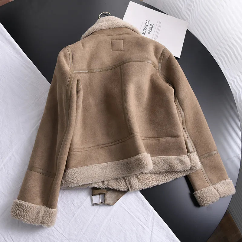 Abrigo de invierno cálido para mujer con efecto ante y forro suave I Ideal para el invierno