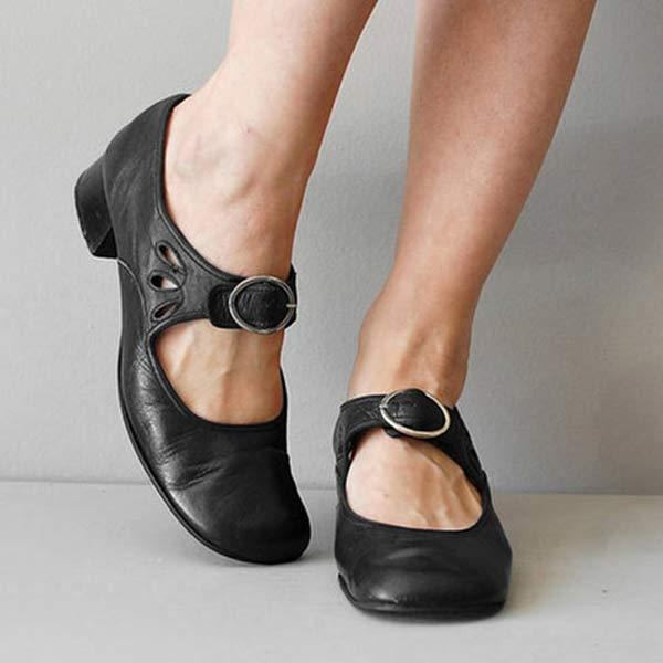 Sandalias de cuña de cuero con hebilla ajustable I Ideales para el verano