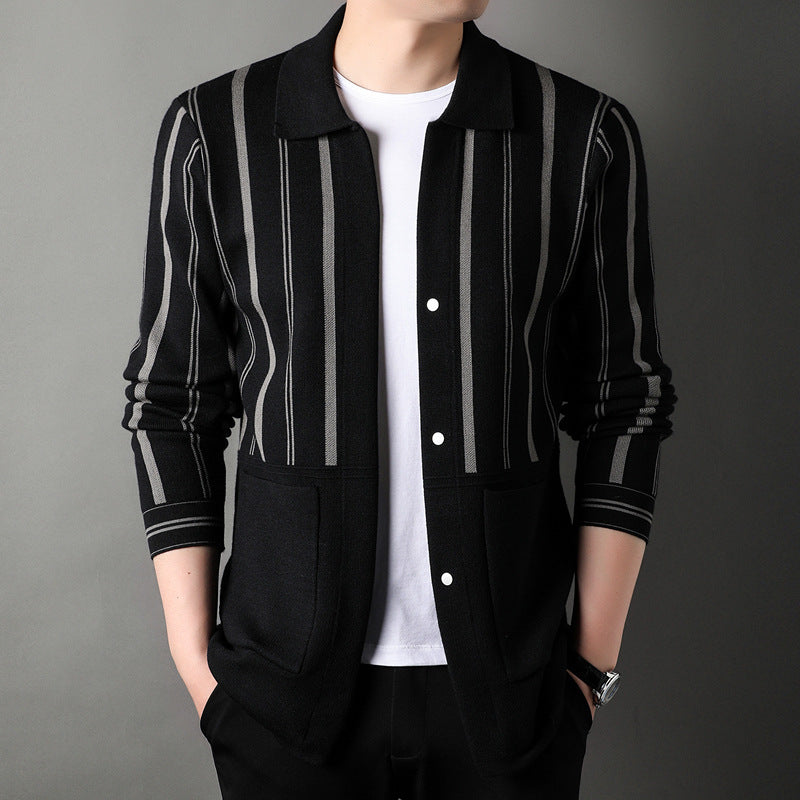 Cárdigan holgado de punto para hombre con mangas largas, ideal para otoño
