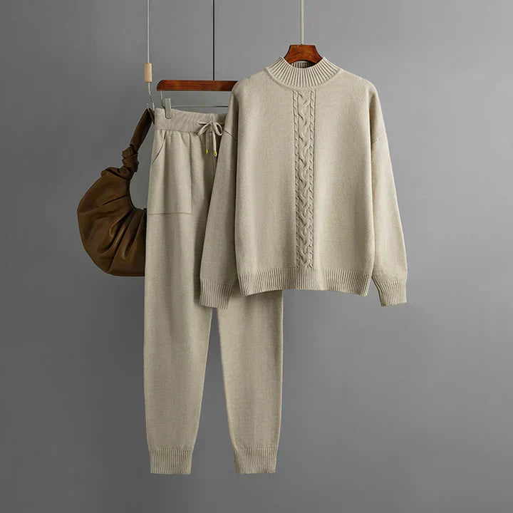Conjunto de suéter y pantalones de punto con cuello alto | Ideal para el invierno