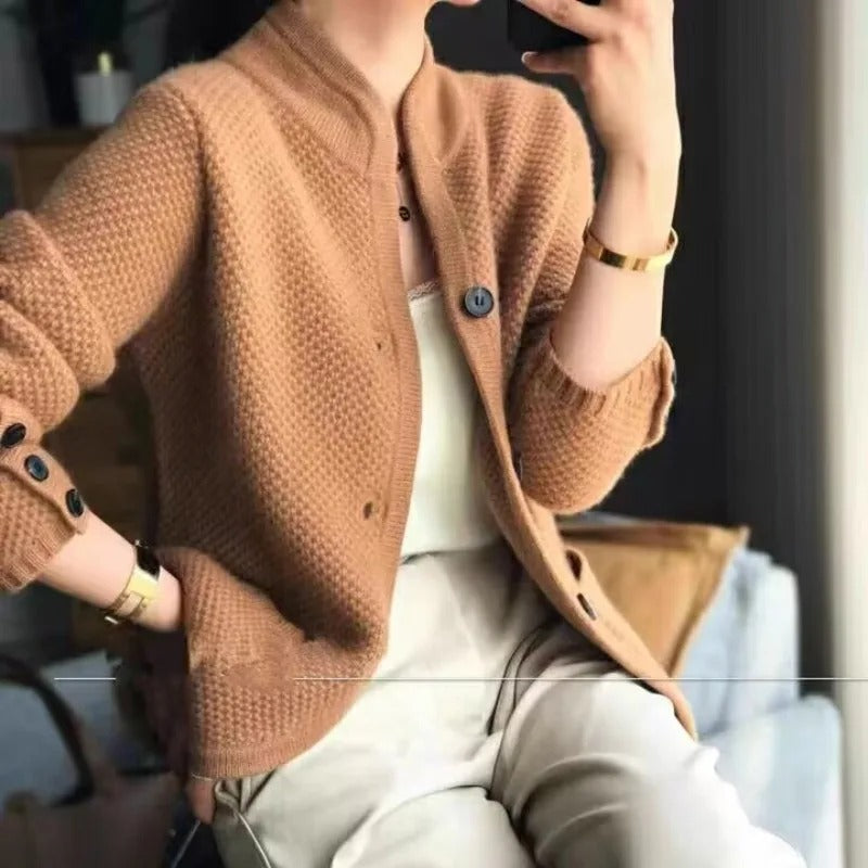 Cárdigan de punto cálido de cuello alto I Ideal para otoño e invierno