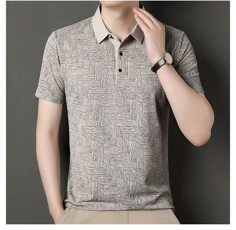 Camisa de Manga Corta en Seda Helada Estampada – Ideal para el Verano