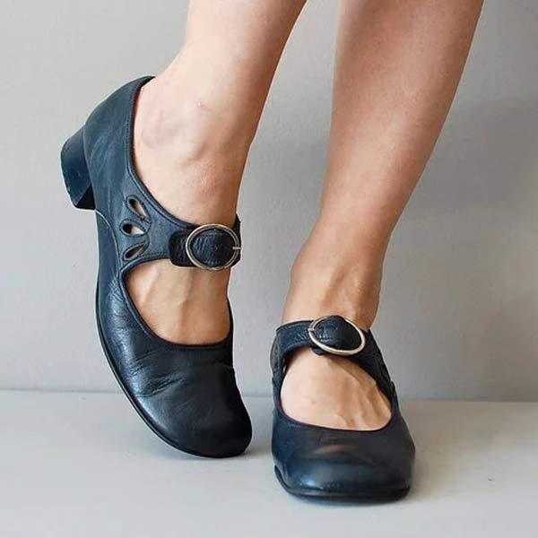 Sandalias de cuña de cuero con hebilla ajustable I Ideales para el verano