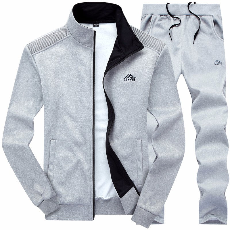 Conjunto de Dos Piezas para Hombre con Cuello Alto Bordado y Mangas Largas | Ideal para Primavera y Otoño
