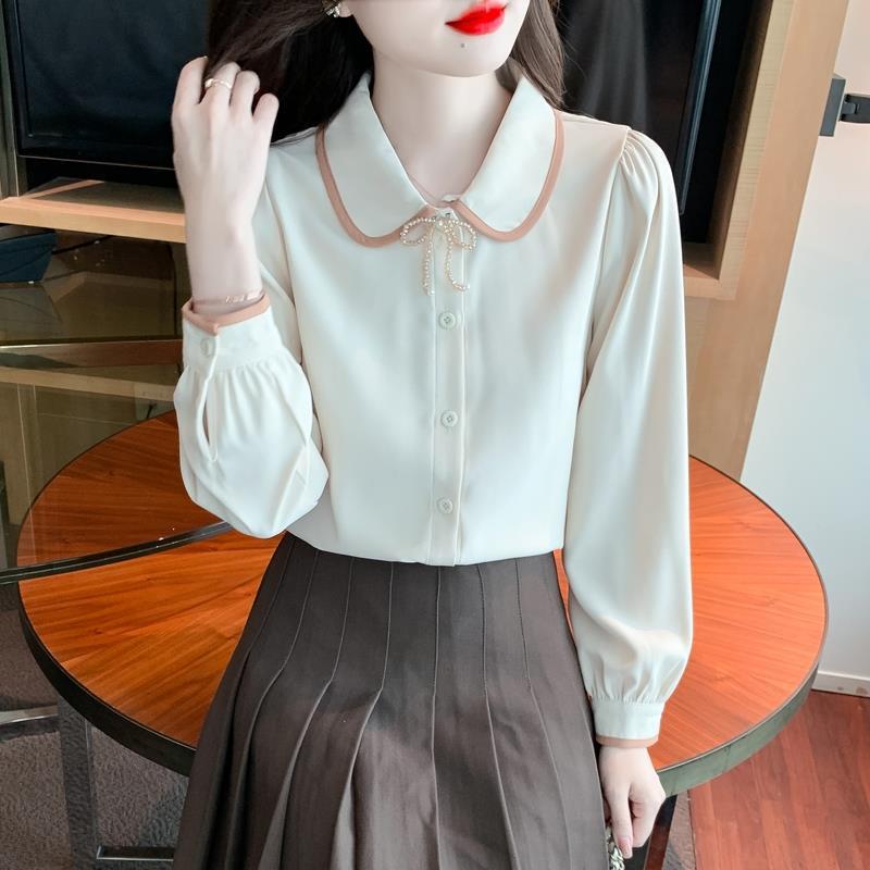 Camisa de Manga Larga con Estampado 3D en Tono Melocotón | Ideal para Primavera y Otoño