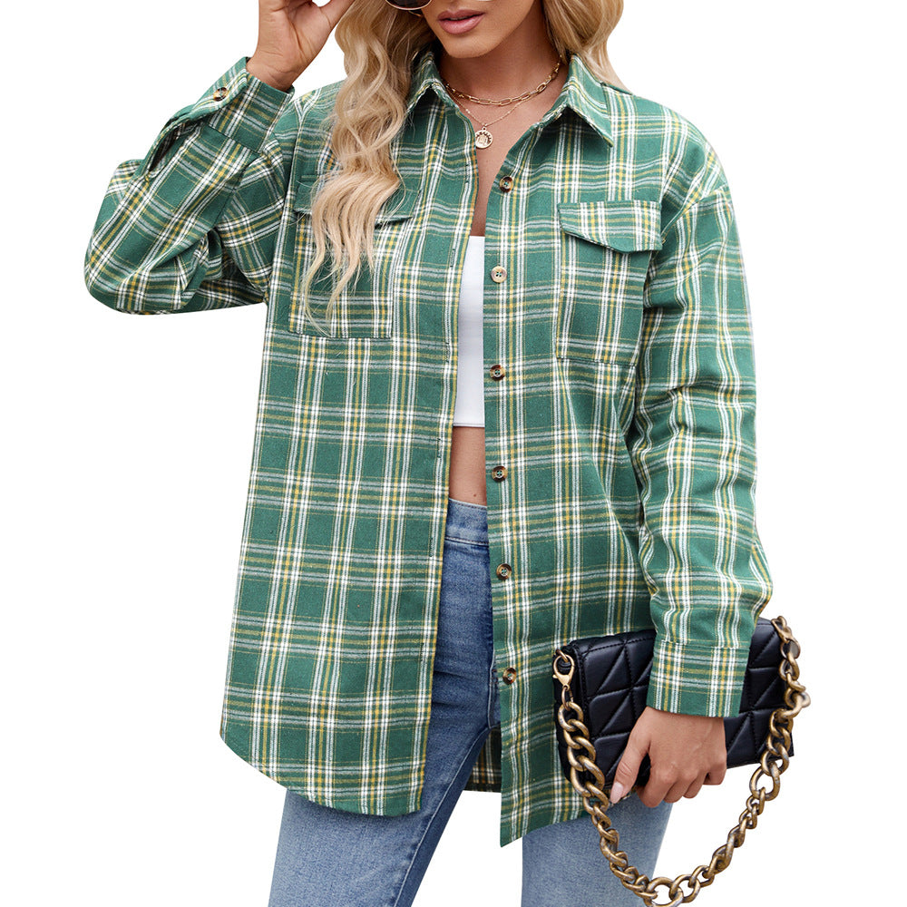Camisa Holgada de Cuadros con Botones y Bolsillos | Ideal para Primavera y Otoño