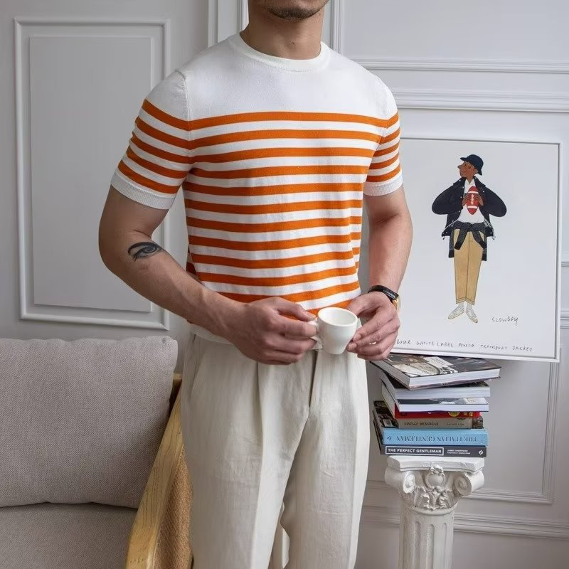Camiseta de Manga Corta a Rayas Ideal para el Verano