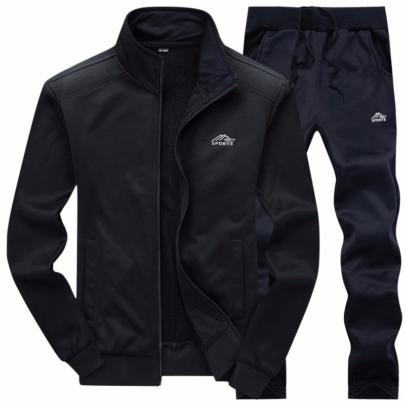 Conjunto de Dos Piezas para Hombre con Cuello Alto Bordado y Mangas Largas | Ideal para Primavera y Otoño
