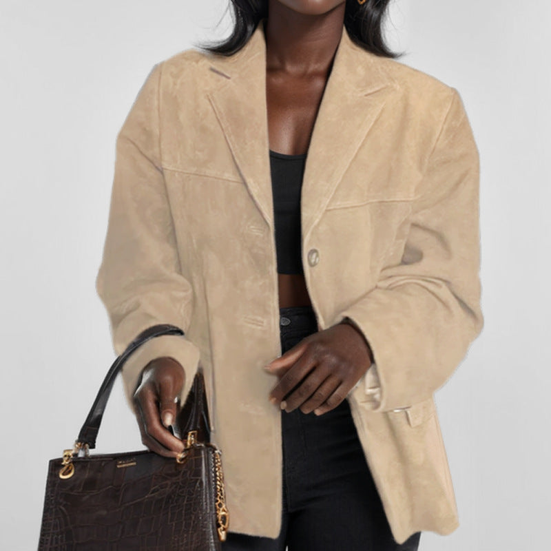 Blazer de cuero ajustado para mujer con cierre de botones I Ideal para primavera y otoño
