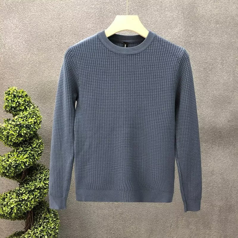Suéter de Punto Holgado para Hombre con Cuello Redondo, Ideal para Otoño